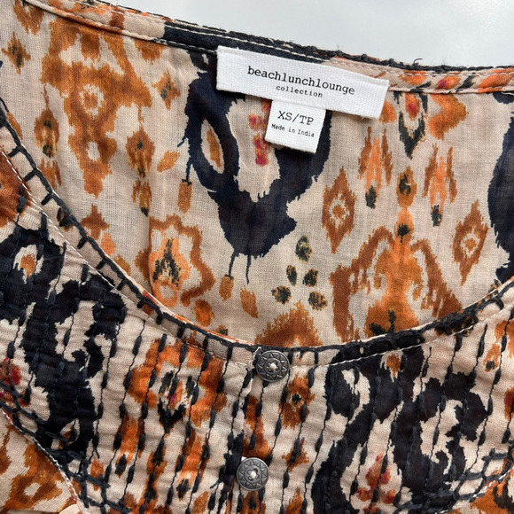 beachlunchlounge Penelope Button Front Blouse Long Sleeve Flowy Boho Womens XS - Picture 12 of 13